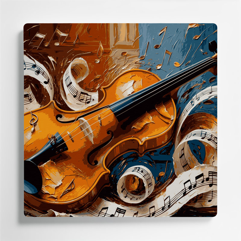 «Music Violin», art mural en métal noir, H 16 po x l 16 po