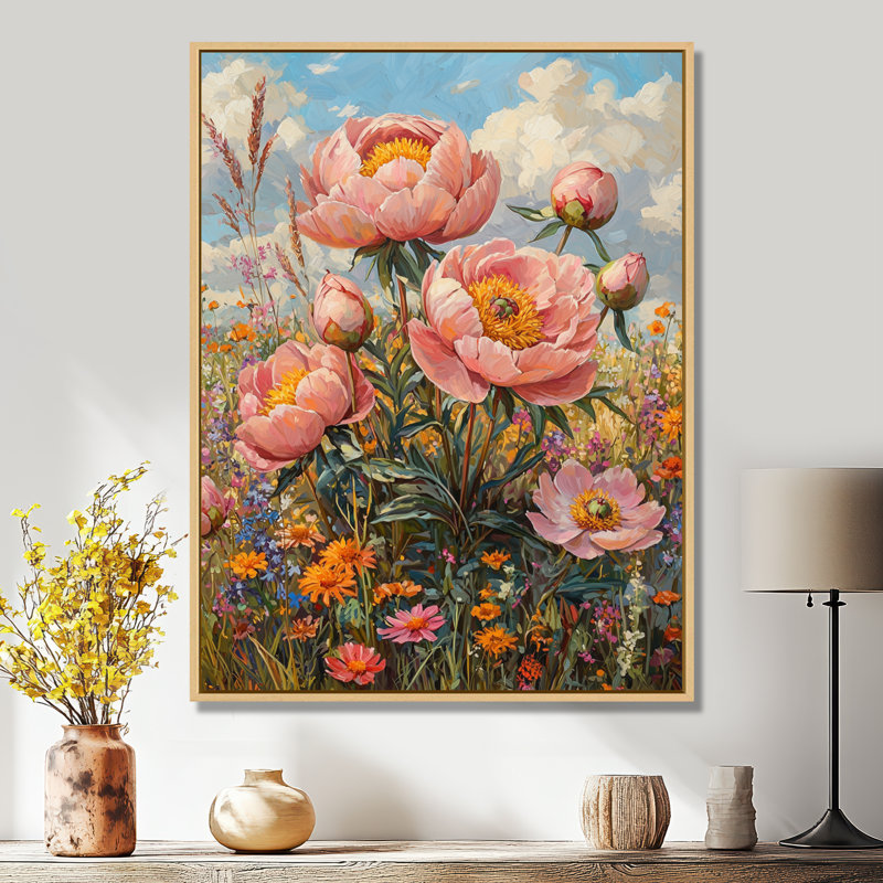 Barfield, pivoines dans les fleurs sauvages, patch VI - pivoines, art sur toile, H 44 po x l 34 po, Crème, crème