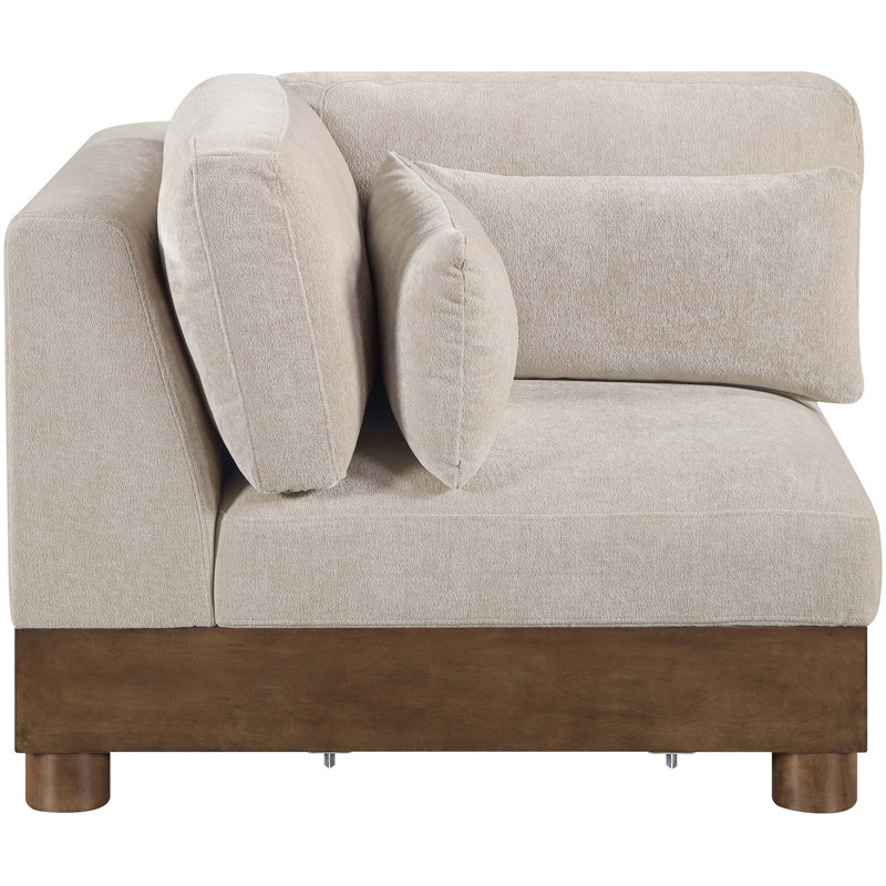 Fauteuil d'angle rembourré Turin, Tissu chenille taupe, Brun