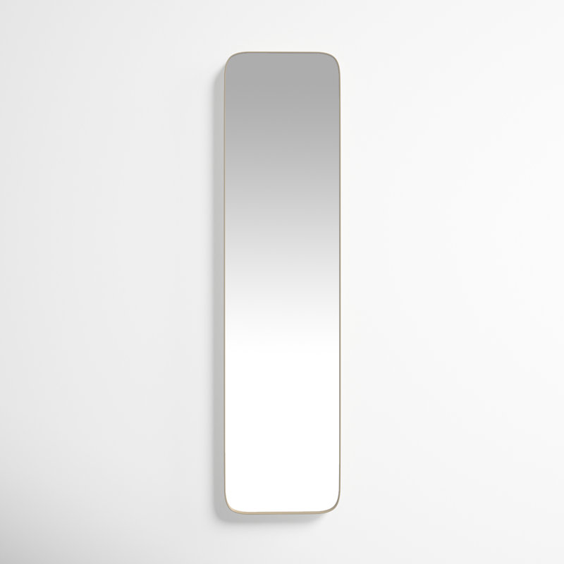Metal Minimalistic Wall Mirror with Thin Frame, Gold, 47.5'' x 12''
