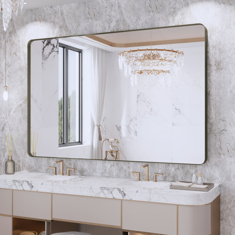 Miroir de salle de bain mural et d'angle Lesamuel, 36 po x 55 po, Bronze