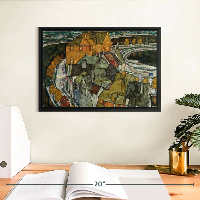 Croissant des maisons II, Cadre flottant noir, 13 po x 9 po