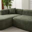 Canapé modulaire de luxe à dossier incurvé de 109,4 po, canapé à dossier courbé moderne en tissu de chenille, deux coussins décoratifs minimalistes en forme de L pour le salon (méridienne gauche, vert)-231804730