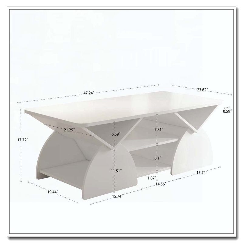 Table basse rectangulaire pour le salon, Blanc