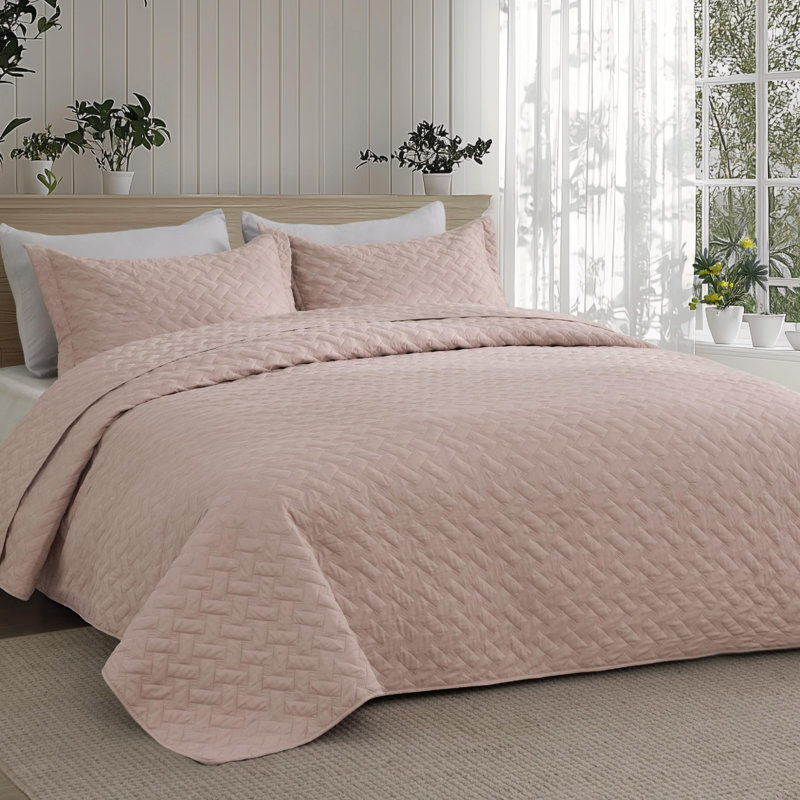 Couverture matelassée Best vendeur - motif tissé texturé, couvre-lit léger Airy, 85 g / m², Vieux rose