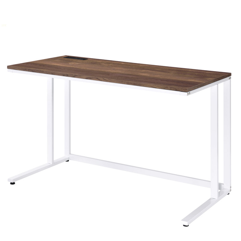 Bureau d'écriture en noyer et blanc avec port USB, Blanc