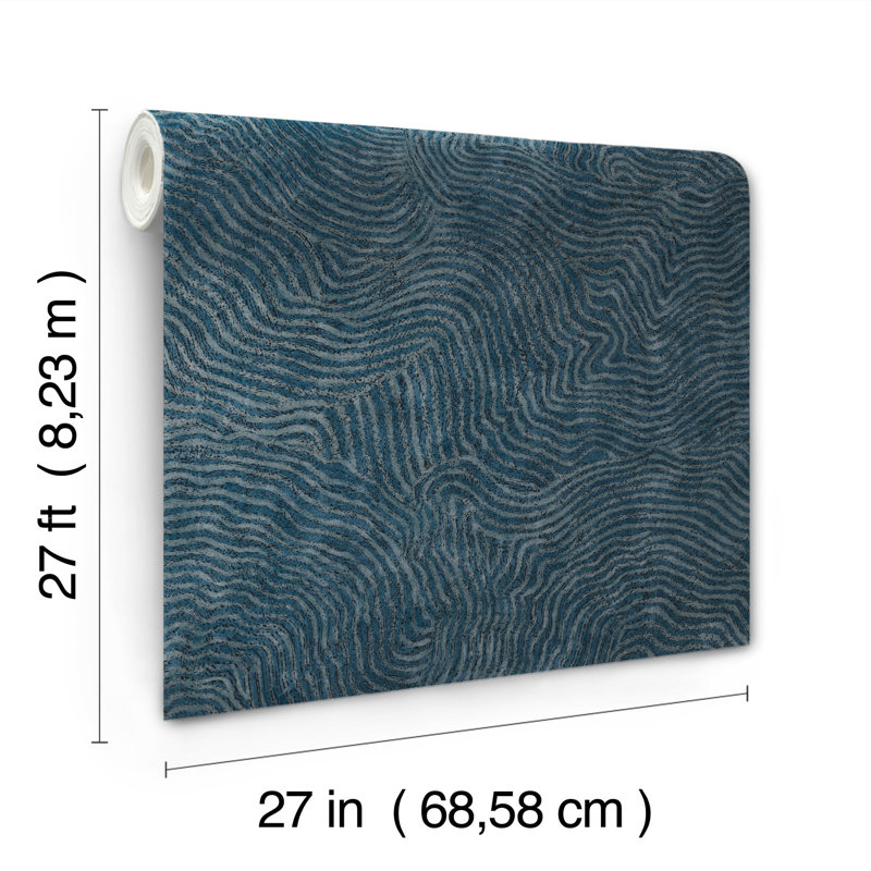 27' L x 27" W Wallpaper Roll, Indigo