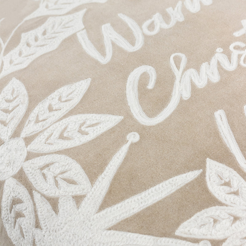 Winter Warmest Wishes Abstract Beige Square Cushion