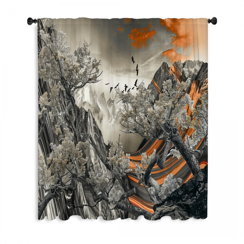 Rideaux de fenêtre paysage, rideaux transparents et occultant - 1 panneau, L 50 po x L 96 po