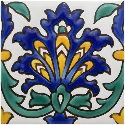 Tuile décorative en céramique 4 po x 4 po bleu andalusia Mediterranean