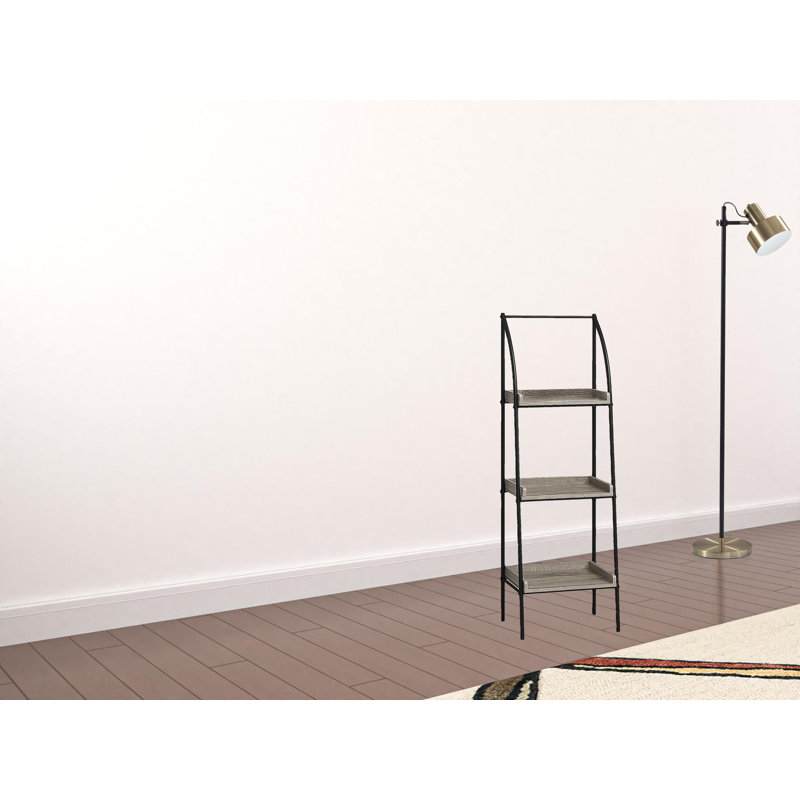 Marcia Bookshelf, Bookcase, Etagere, Corner, 3 Tier, 48"H, Office, Bedroom, Metal, Laminate, Dark Taupe