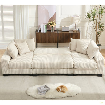 114" Sleeper Sofa,U Shaped Sofa , Pull Out Bed,Convertible Oversize 2 In 1 Sleeper Sofa, Living Room,Upholstery Sofa Bed,Adjustable Sleeper Sofa,Corduroy