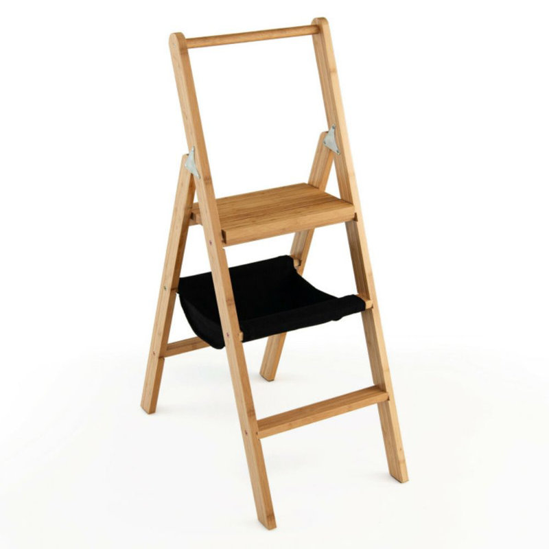 Summerlin WFX Utility™ 3 Step Ladder Foldable Bamboo Step Stool 330lbs Capacity With Tool Storage Bag