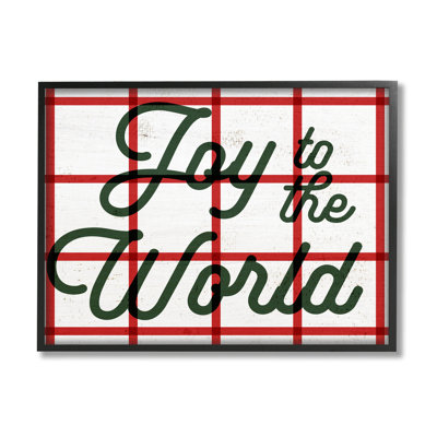 Joy To The World Tartan Phrase by Lil' Rue - Floater Frame Textual Art on Wood