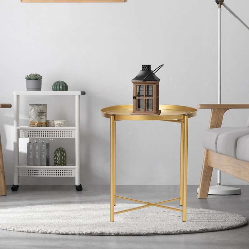 Iron Tray Top End Table, Gold