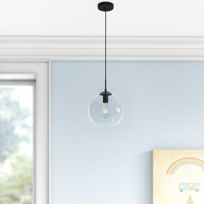 Luminaire suspendu sphérique réglable 1 lumière Rincon avec verre soufflé à la main 