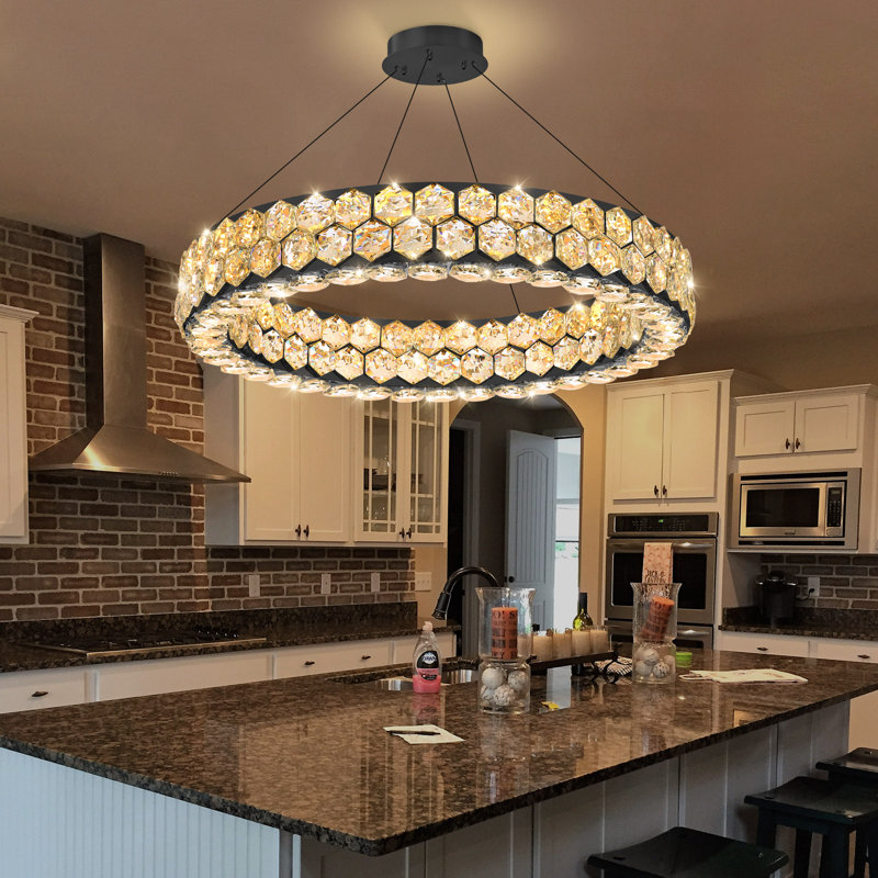 Lustre en cristal Modern, 51 W, H 118 po x l 23,6 po x P 23,6 po, 4080 lumens