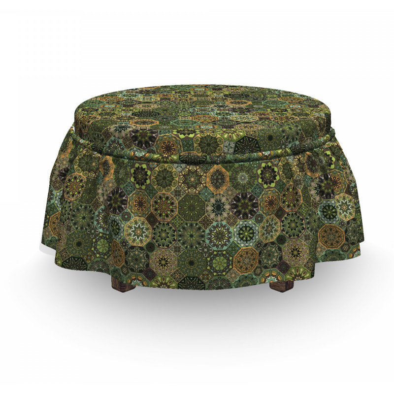 Housse pour repose-pieds octogone floral oriental
