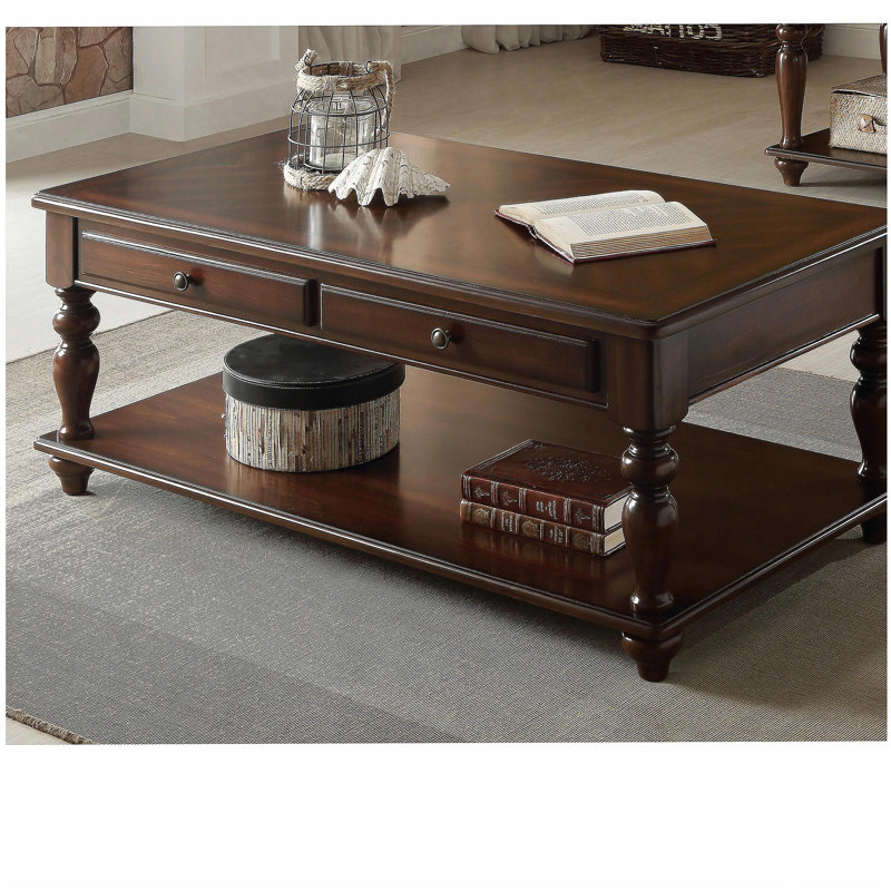 Table basse en bois de noyer avec plateau relevable