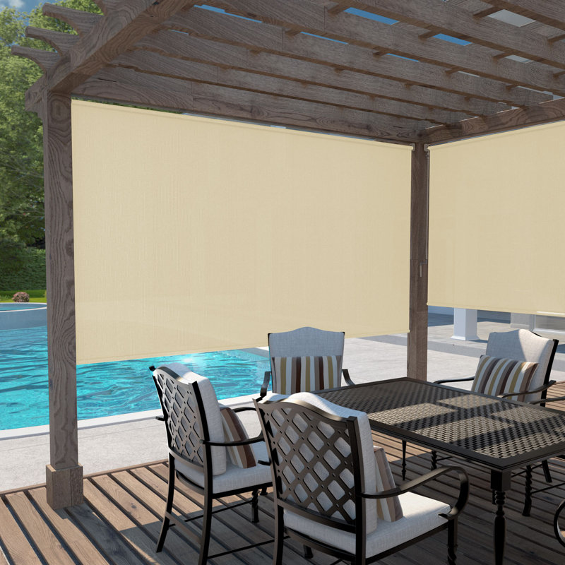 Beige UV Blocking Outdoor Roller Shade 72" W x 72" L