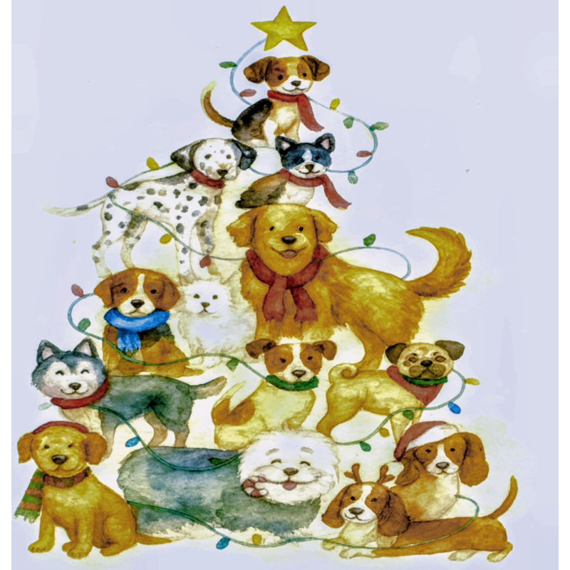 Linen Dogs Tree Pillow