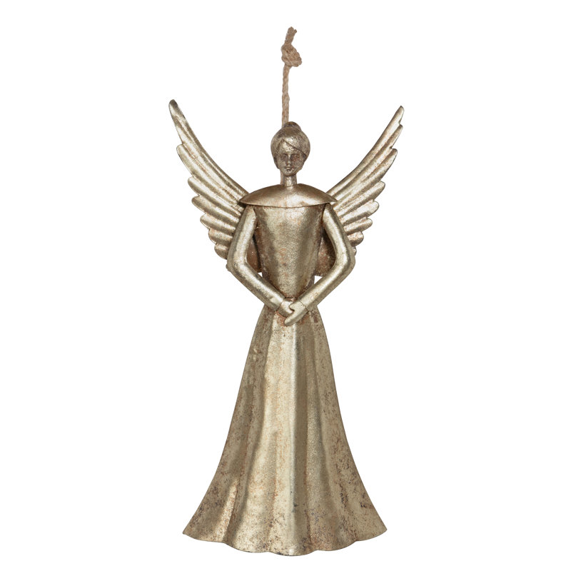 Ange cloche de fer, H 14 po, 14"h