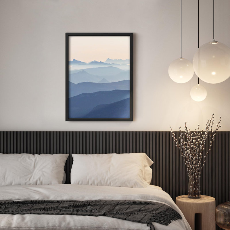 Nuage, horizon et dégradé bleu, chaîne de montagnes, nature, illustration, petit décor, œuvre d'art moderne, Blanc