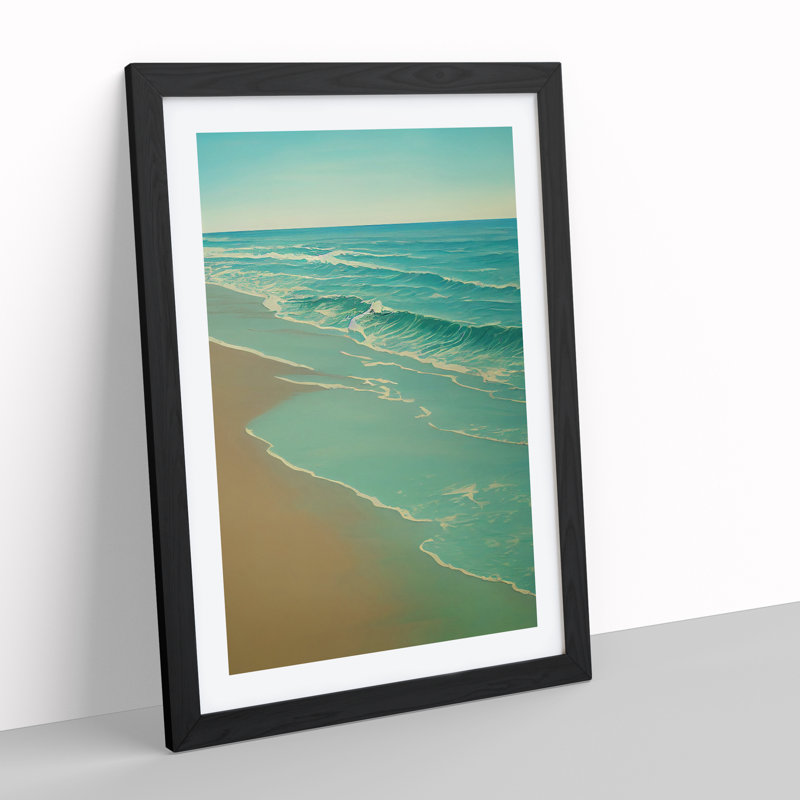Calm Beach - Single Picture Frame Print, Black, 64cm H x 46cm W x 2cm D