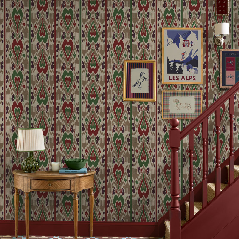 Joules Artisanal Ikat Cream Wallpaper, Red