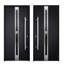 Porte avant en acier pré-suspendue à l'avant / deux en émail noir 1755/2 fenêtres extérieures latérales / inserts en acier inoxydable simples peints modernes - l 16 + 36 + 16 po x H 80 po - droitier-111444902-111444904