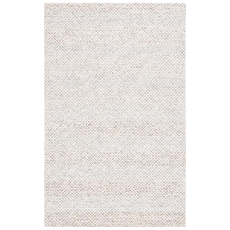Diane Hand Tufted Wool Cotton Geometric Rug in Ivory/Beige, Rectangle 3' x 5'