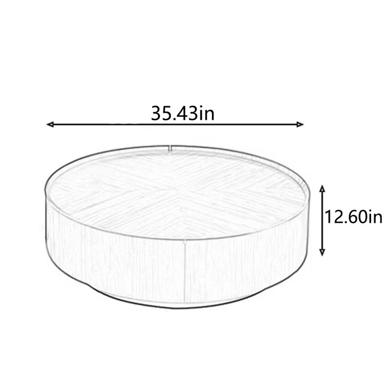 Solid wood round simple creative tea table, 12.6" H x 35.43" L x 35.43" W