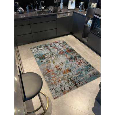 Tapis décoratif moderne multicolore à motif abstrait