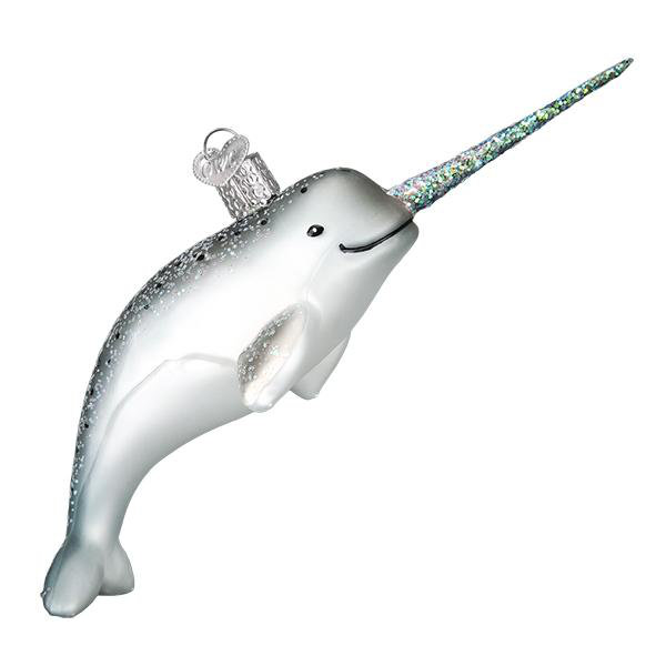 Old World Christmas Blown Glass Ornament for Christmas Tree, Narwhal