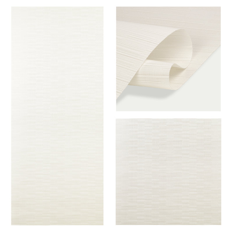 Store vertical en filigrane semi-diaphane, L 130 po x L 116 po, Blanc