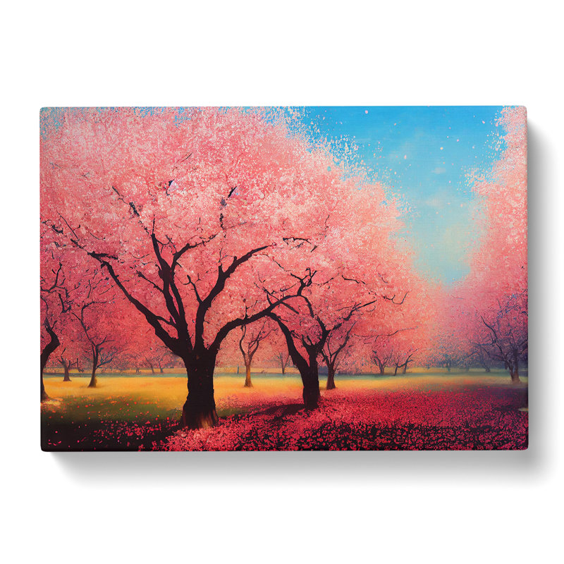 Bright Cherry Blossom Trees - Wrapped Canvas, 50cm H x 76cm W x 3cm D