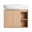Meuble-lavabo mural de 26 po avec lavabo en céramique, porte à fermeture en douceur et tablettes ouvertes, emballage KD