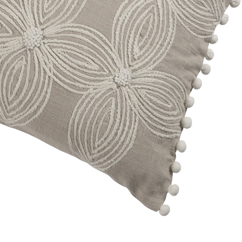 Floral Cotton Throw Pillow, Polyester