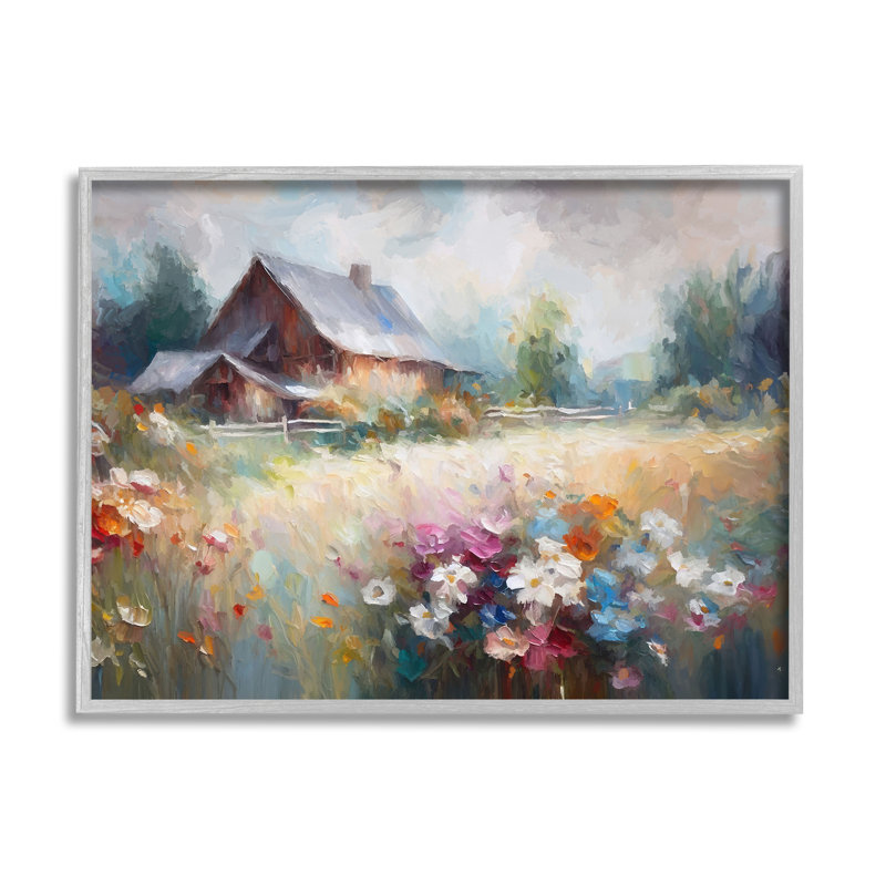 Grey Rustic Countryside by Ramona Murdock Single Picture Frame Print on Canvas, 16" H x 20" W, Gray Frame