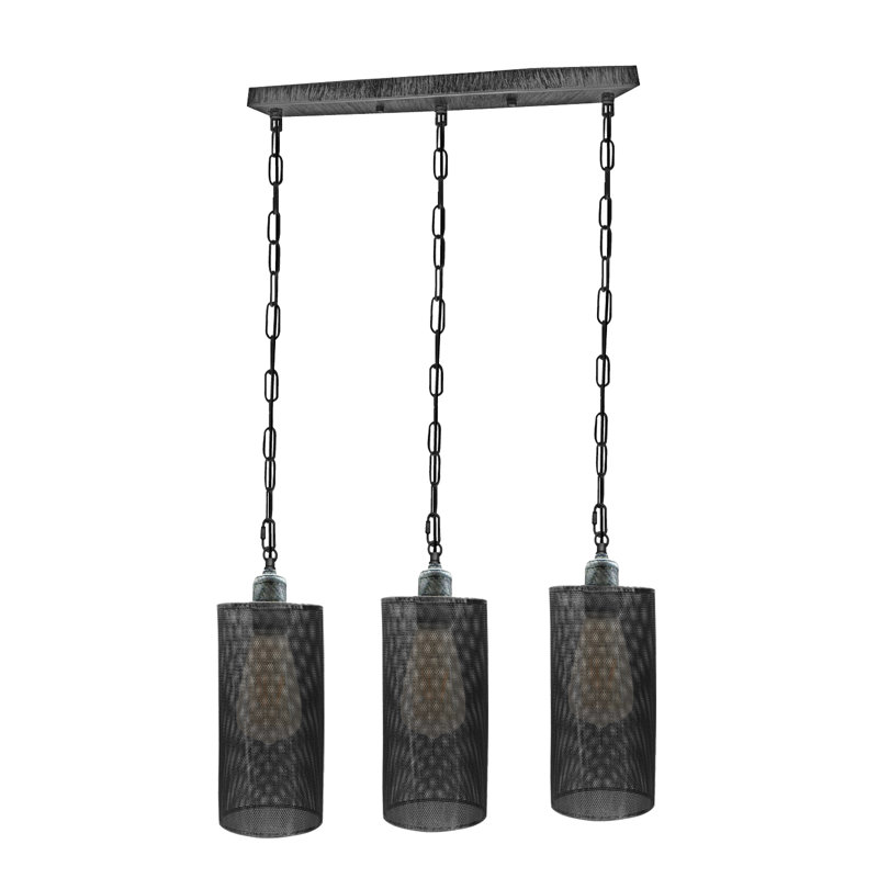 Vivek 3 - Light Kitchen Island Pendant, No, Brushed Silver, Brushed Silver