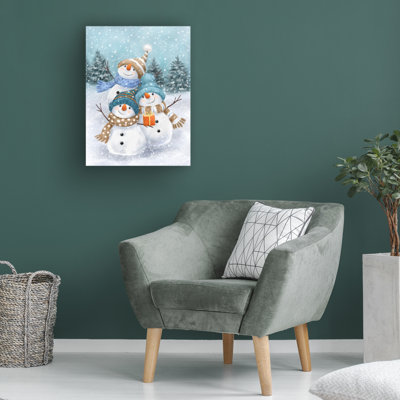 Art sur toile «bolologia», trois bonhommes de neige