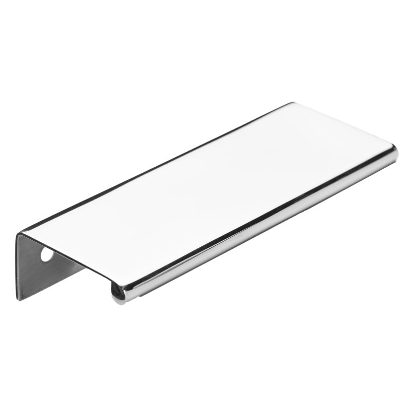 Modern Cabinet Finger Edge Pull, Polished Stainless Steel, 7 9/100"
