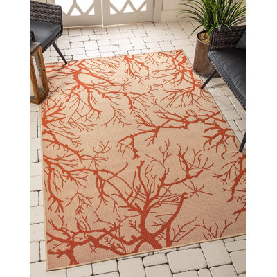 Tapis de véranda d'extérieur couleur sienne ramifiée