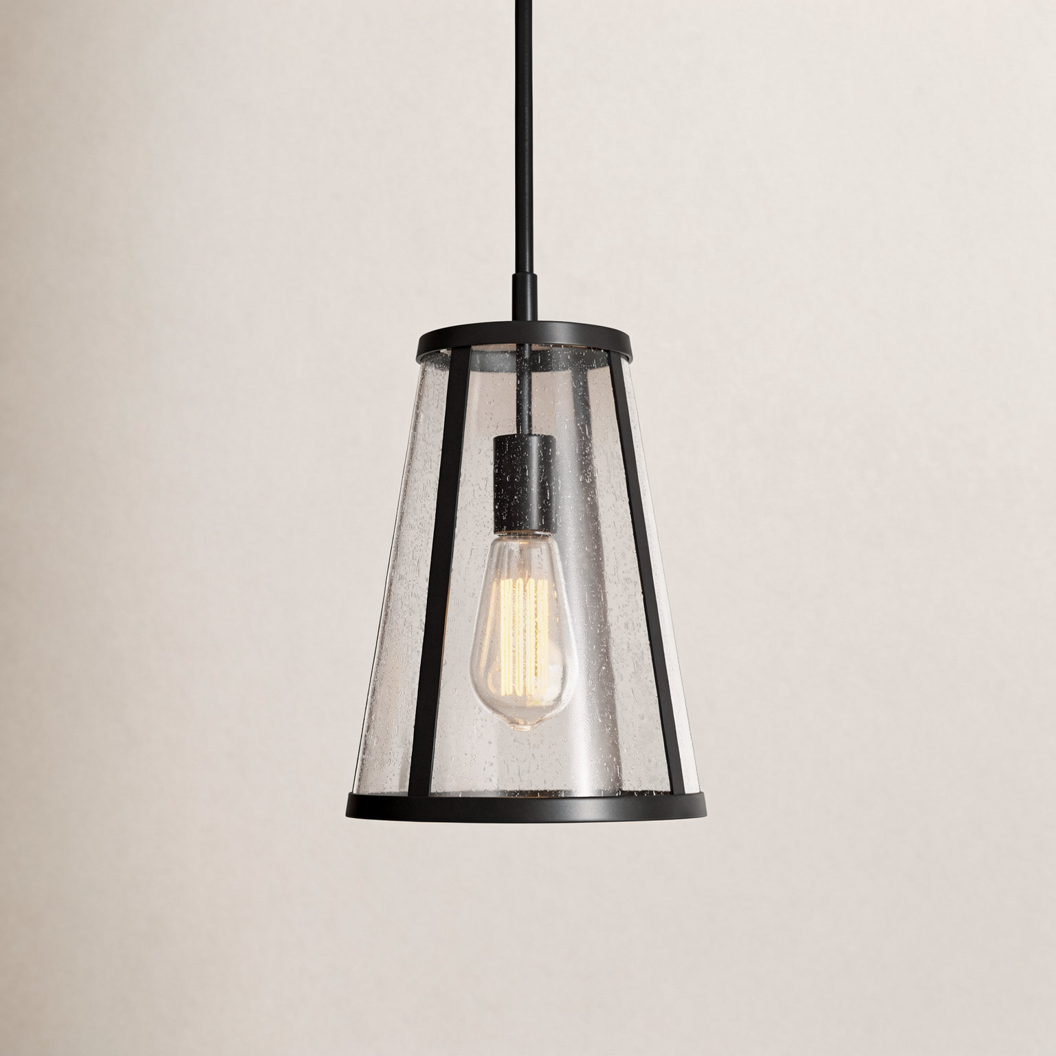 Single Light Glass Dimmable Pendant, 12" H x 8" W x 8" D, Oil-Rubbed Bronze