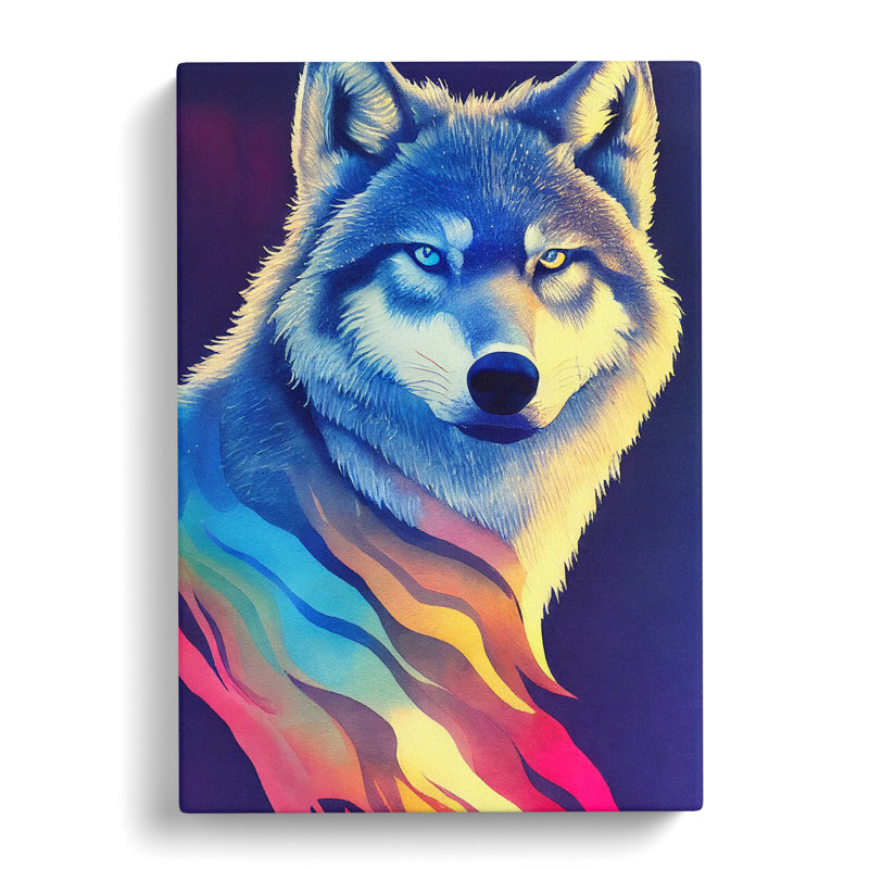 Wolf In Colour No.2 - Wrapped Canvas Print, 60cm H x 40cm W x 3cm D, Wrapped Canvas