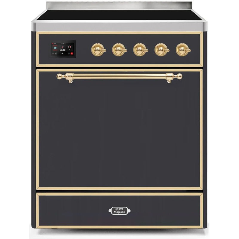 ILVE Majestic II 30 in Induction Range, Graphite Matte/Brass