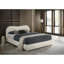 Grand lit tapissier blanc Boucle, tête de lit courbée, tiroir de rangement, cadre de chambre à coucher transitionnel avec revêtement, rangement, configuration de lit contemporaine-130716017-130716016