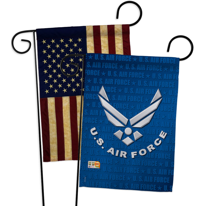 Ensemble de 2 drapeaux verticaux décoratifs en polyester à 2 côtés american air force militaire, H 40 po x l 28 po