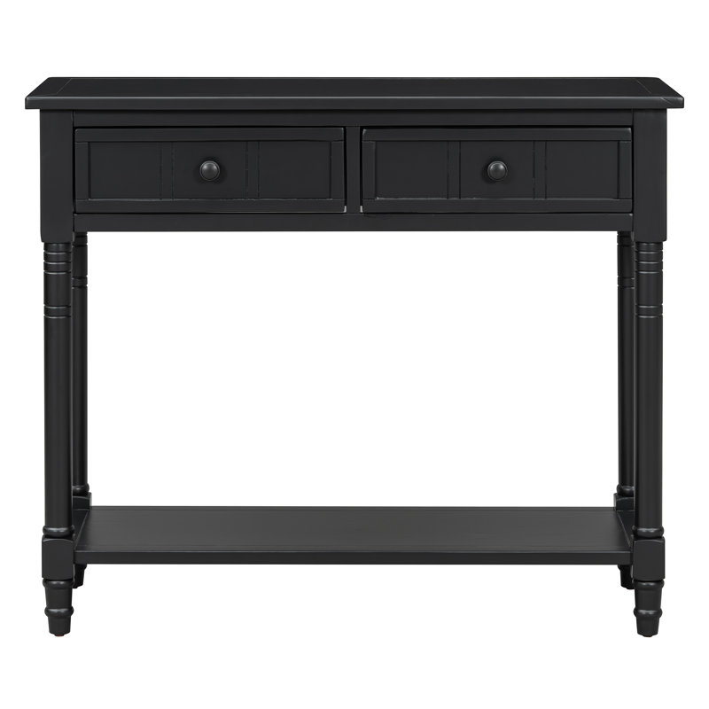 Console avec 2 tiroirs et tablette inférieure, Noir