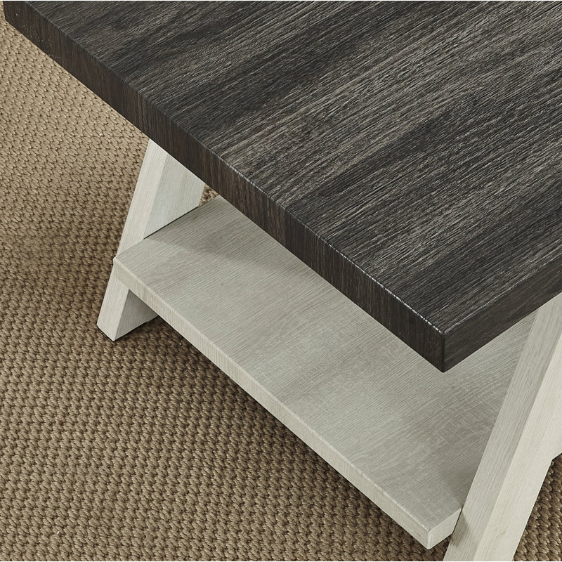 Table d'appoint à deux tons avec pieds évasés, Brown / Beige, Brown, Beige